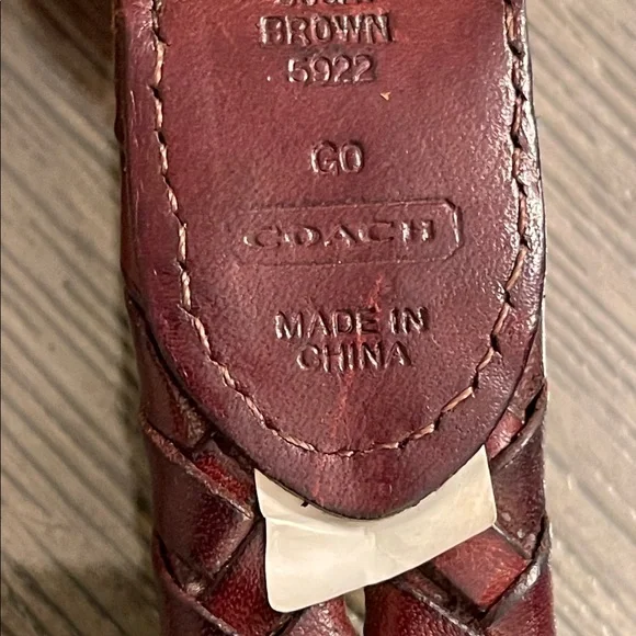 Coach Men’s Brown Braided Leather Belt Gold Brass Buckle 5922 Size 36” - Picture 6 of 16